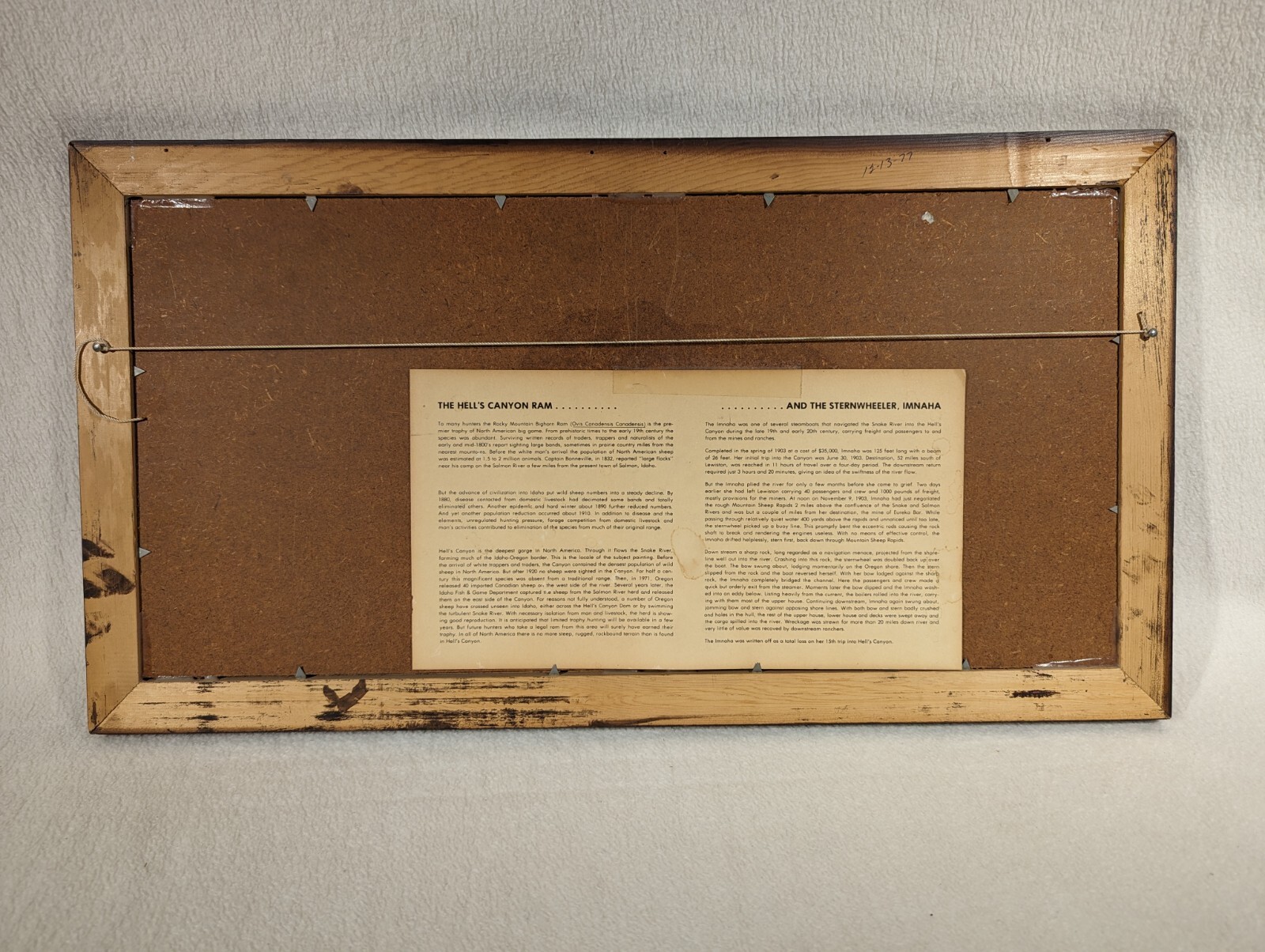Vtg 1977 Speer Ammunition Store Display Bullet Chart Hell’s Canyon Ram Riverboat
