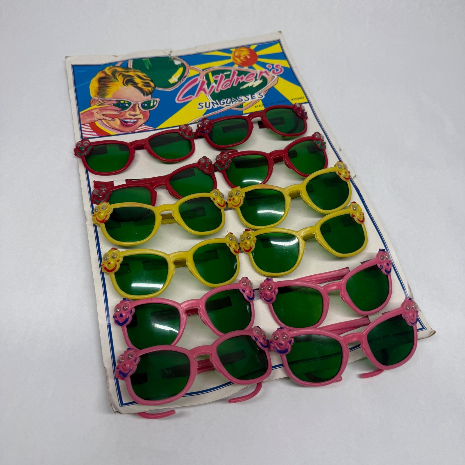 Vintage Children’s Sunglasses – Green Lens Glasses w/ Smiley Face – Hong Kong