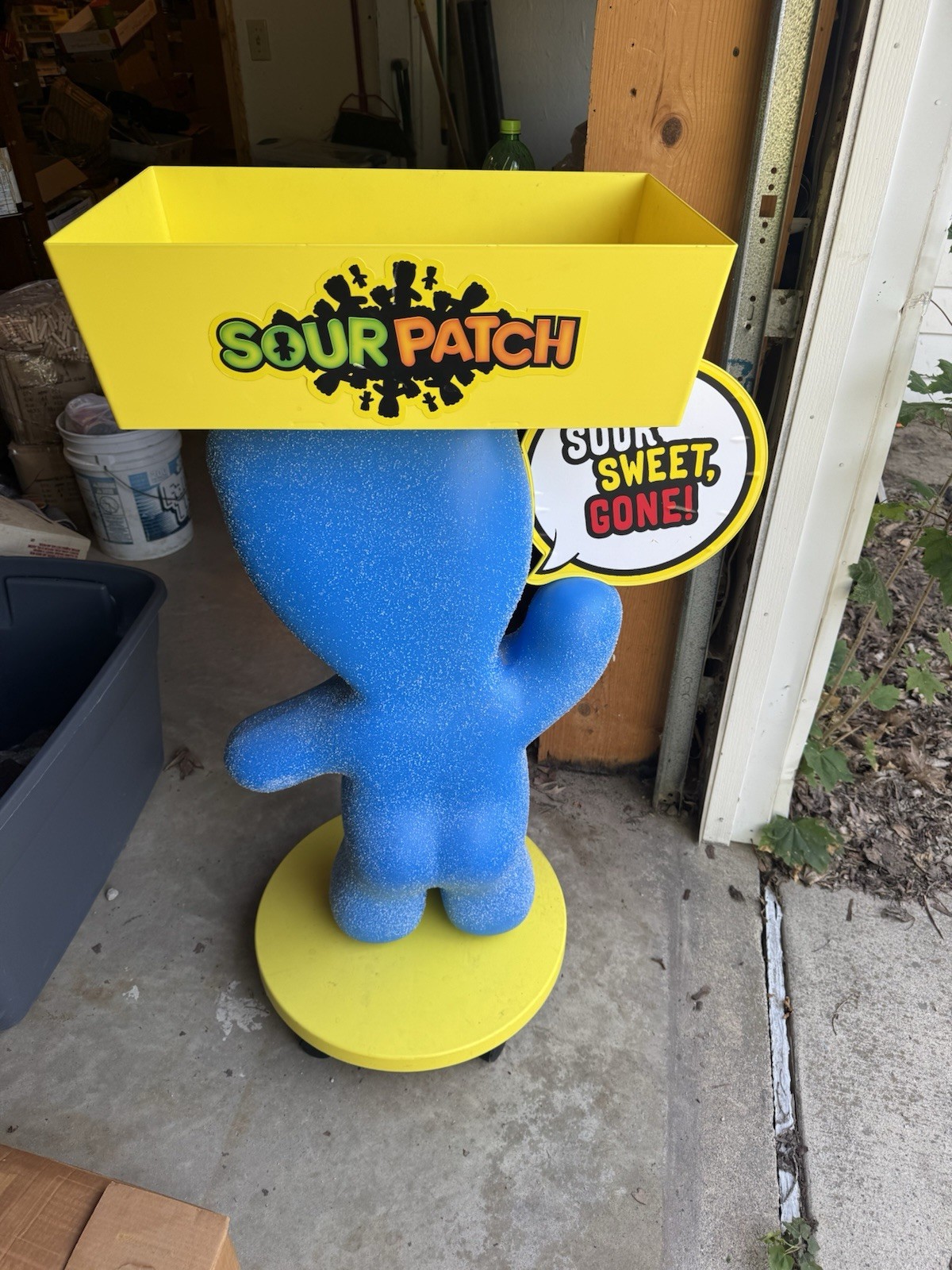 Big Sour Patch Store Display Blow Mold Sour Sweet Gone Blue Yellow Tray Rolling